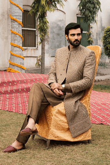 RUSSET BROWN SHERWANI